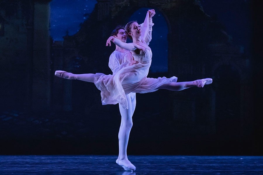 Two students dancing